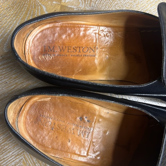 J.M. WESTON Black Leather Men’s Loafers 10 - Picture 3 of 10